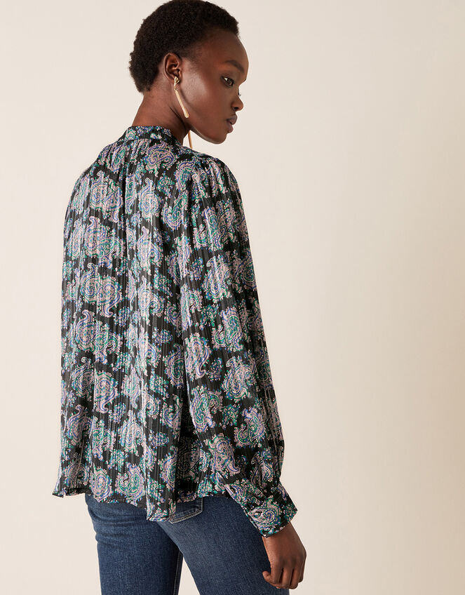 Paisley Print Blouse, Blue (NAVY), large