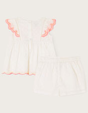 Baby Dobby Floral Top and Short Set, Ivory (IVORY), large