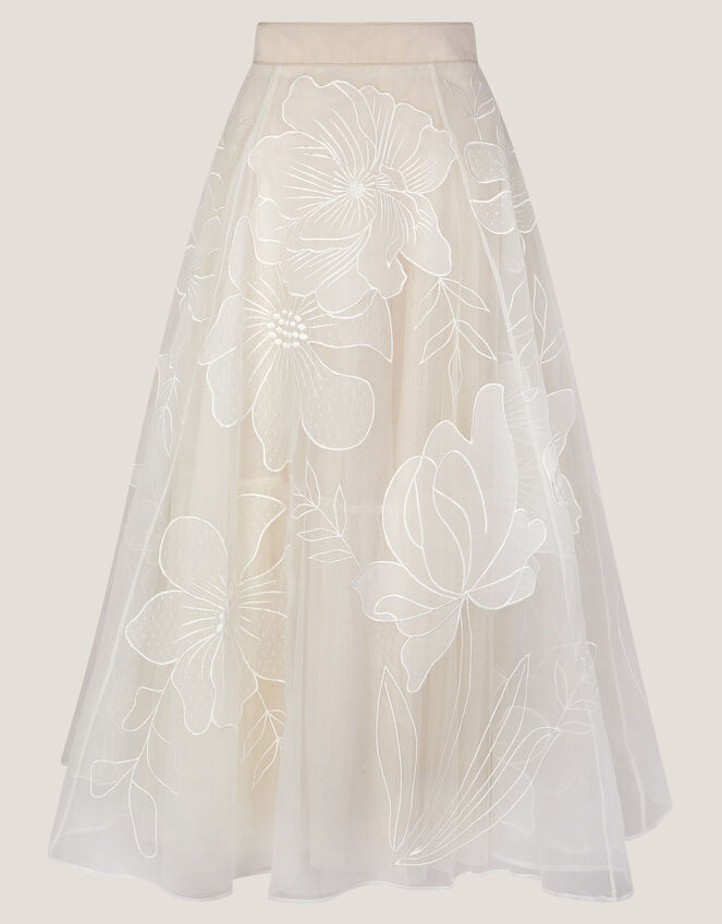 Rosie Embroidered Floral Wedding Skirt, Ivory (IVORY), large