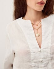 Alexis Knot Button Linen Top, White (WHITE), large