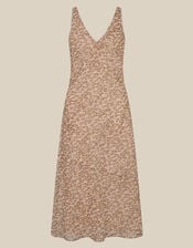 Ada Sleeveless Metallic Bias Cut Midi Dress, Ivory (IVORY), large