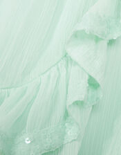 Simone One-Shoulder Chiffon Dress in Recycled Polyester, Green (MINT), large