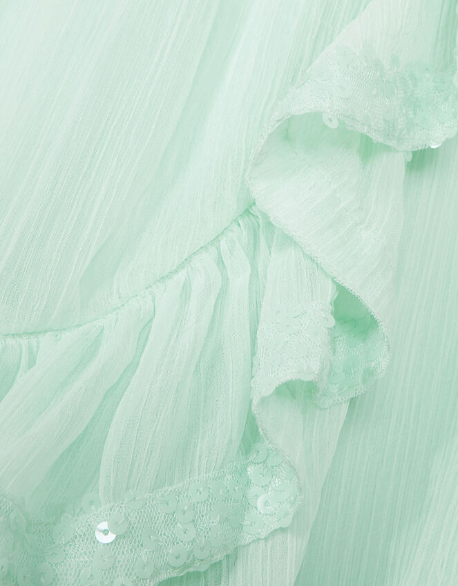 Simone One-Shoulder Chiffon Dress in Recycled Polyester, Green (MINT), large