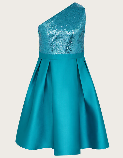 Connie Sequin One-Shoulder Prom Dress, Teal (TEAL), large