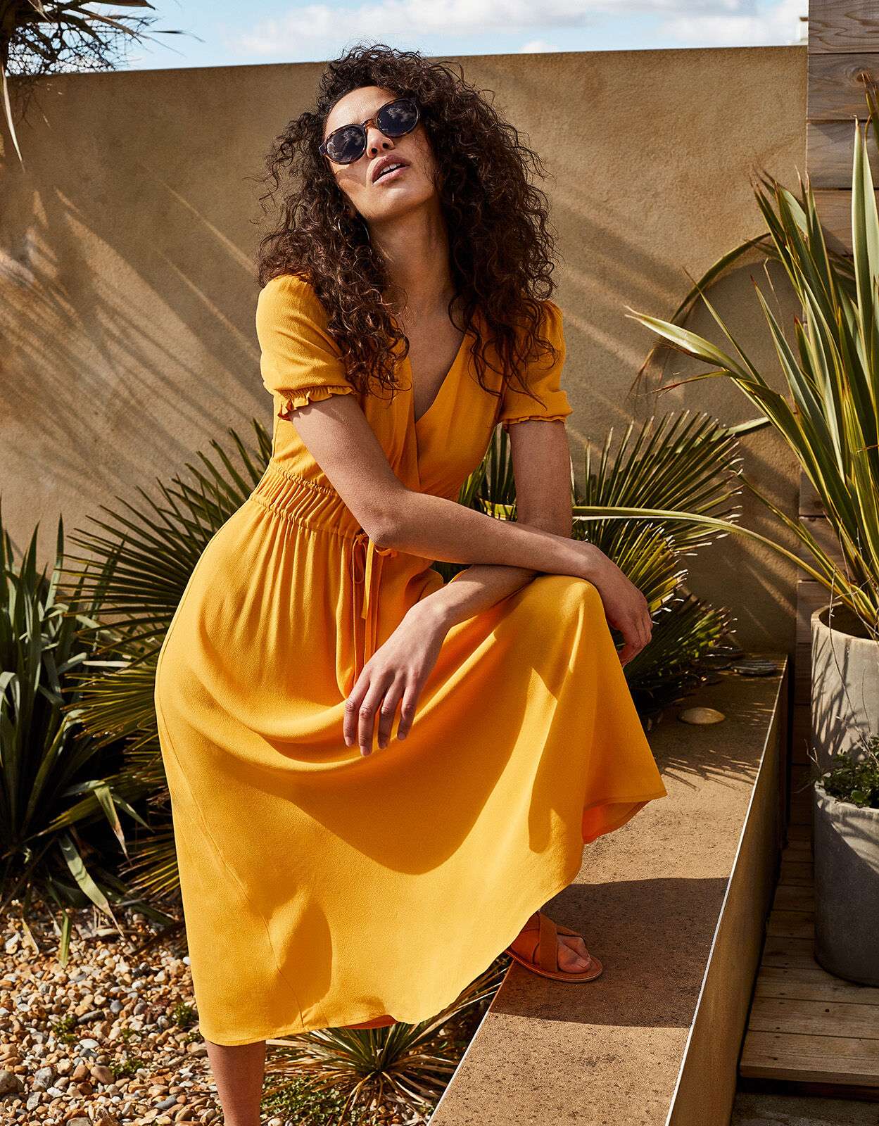 Yellow midi dress uk online