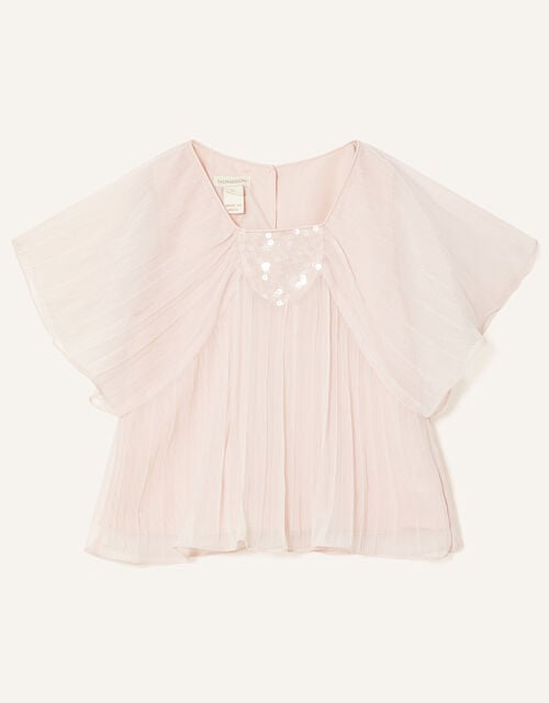 Pleated Chiffon Top, Pink (PALE PINK), large