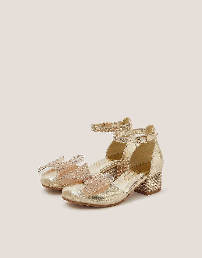 Diamanté Bow Metallic Two Part Heels