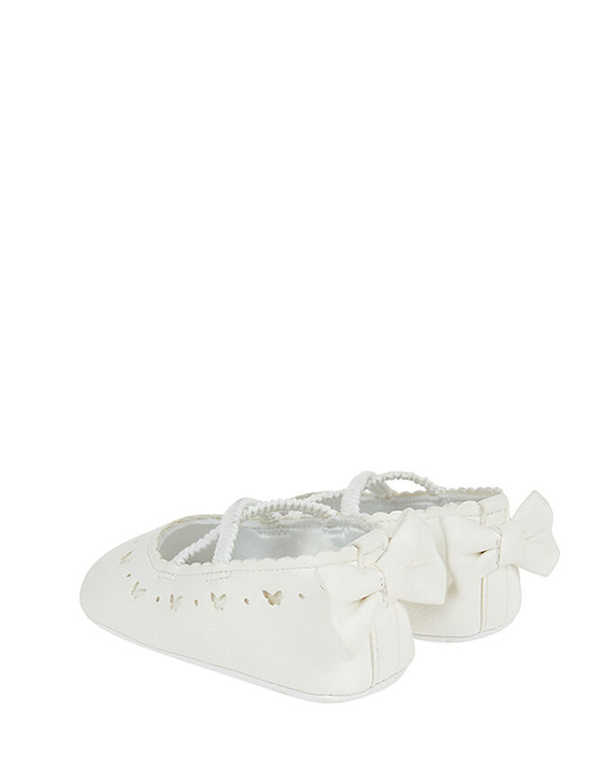 Baby Butterfly and Bowtie Shimmer Booties, Ivory (IVORY), large
