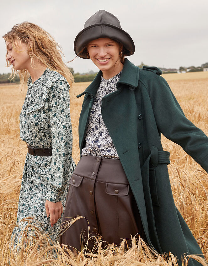 Wren Trench Coat in Wool Blend, Teal (TEAL), large