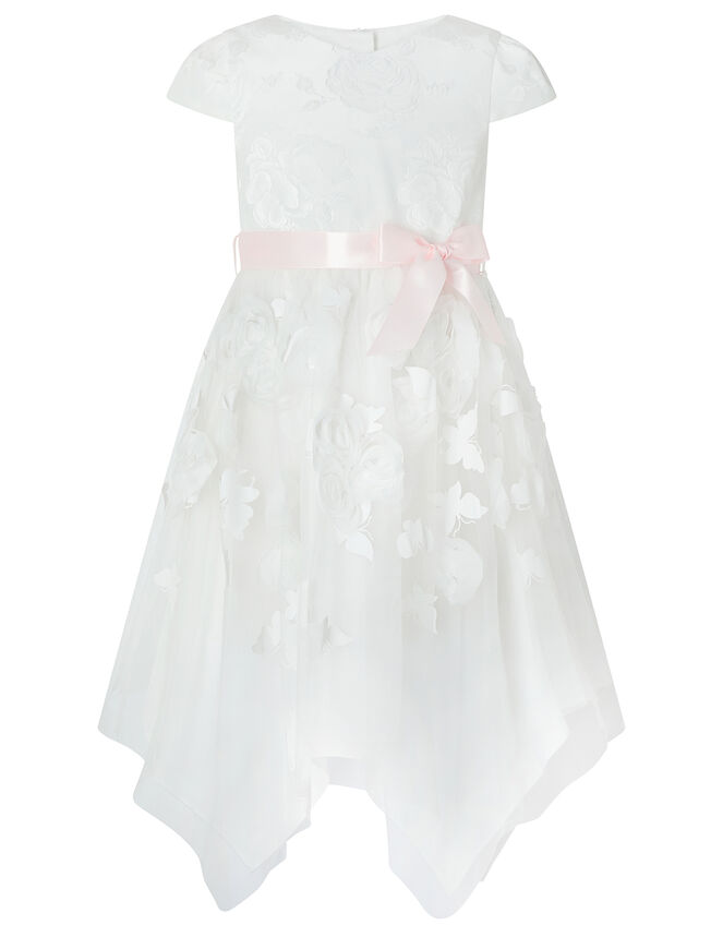 Leilani Floral Butterfly Hanky Hem Dress, Ivory (IVORY), large