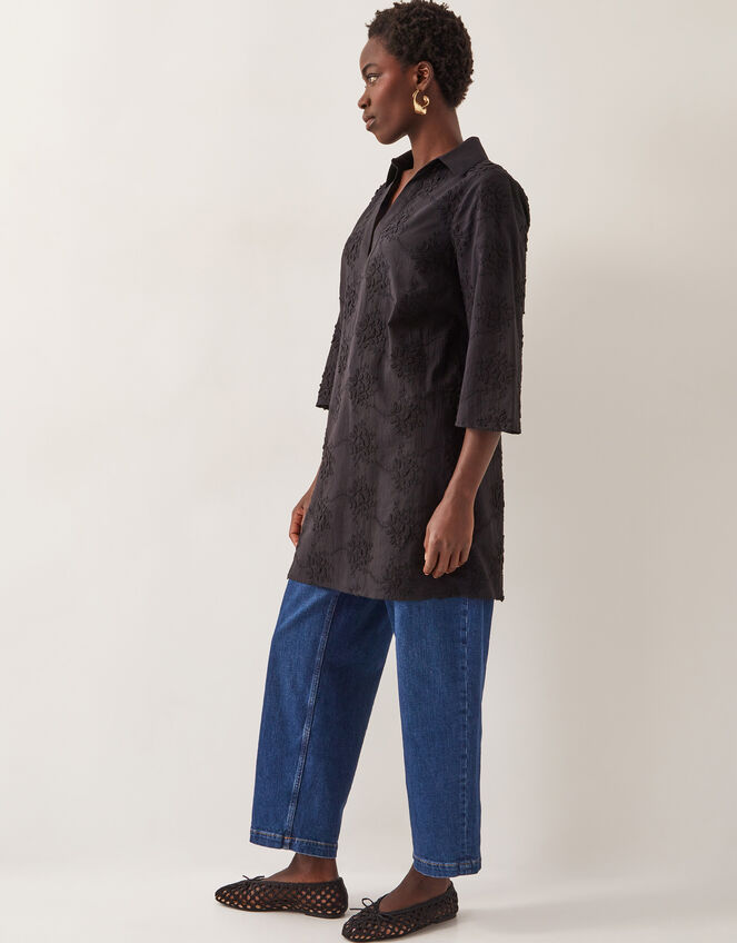 Harika Embroidered Mini Shirt Dress, Black (BLACK), large