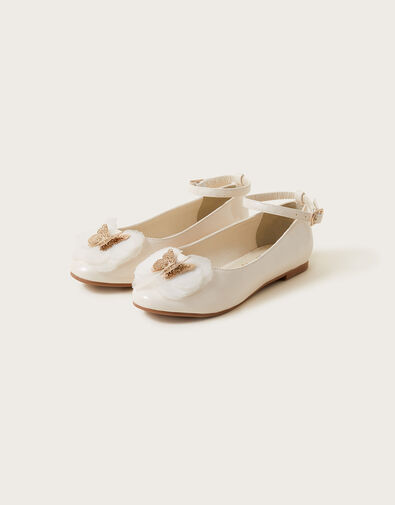 Kali Patent Butterfly Ballerina Flats, Ivory (IVORY), large