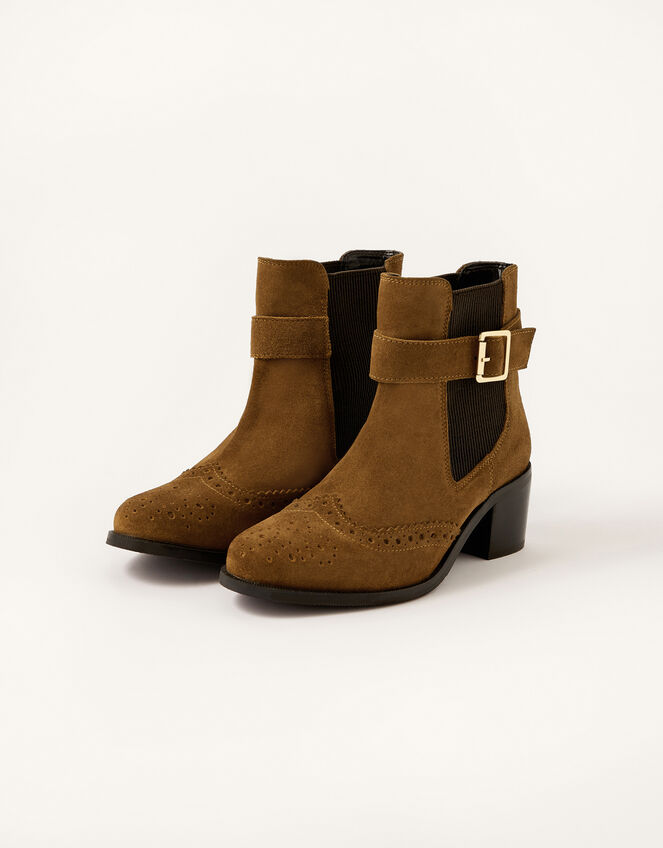 Sasha Suede Brogue Ankle Boots, Tan (TAN), large