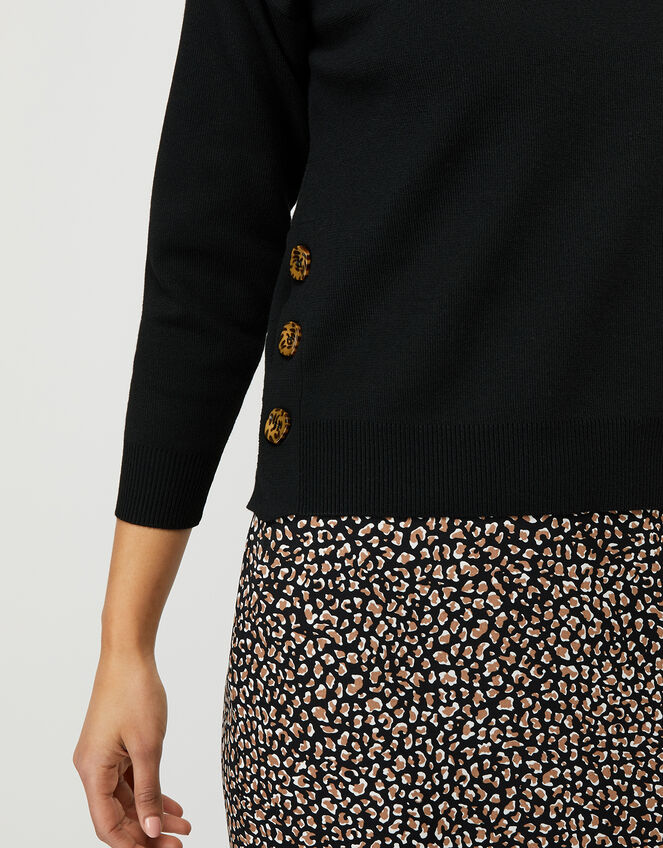 Knit Jumper and Animal Slip Dress with Recycled Polyester, Black (BLACK), large