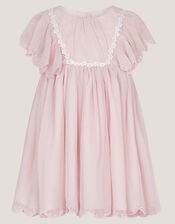 Baby Summer Flutter Sleeve Scallop Dress, Pink (PINK), large