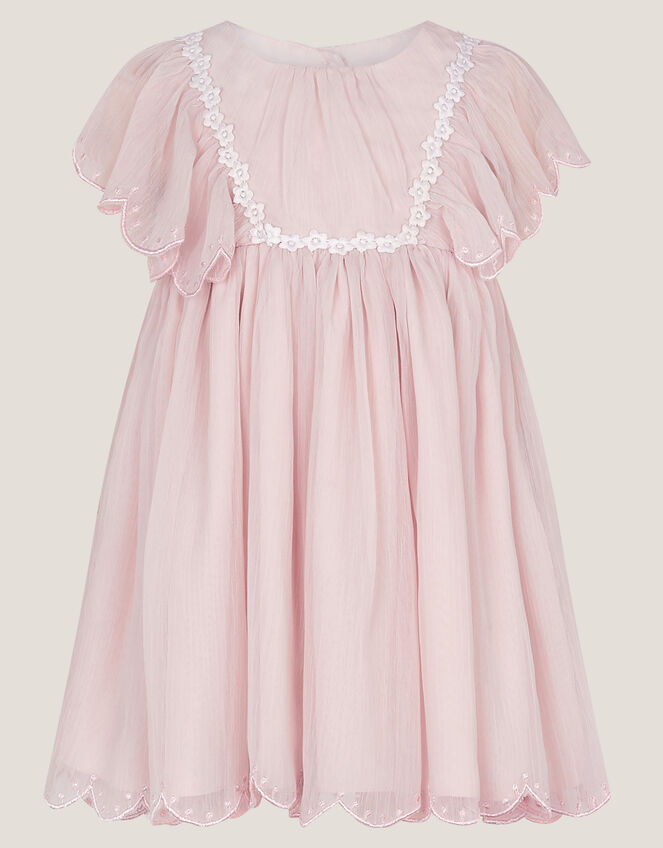 Baby Summer Flutter Sleeve Scallop Dress, Pink (PINK), large