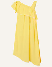 One-Shoulder Frill Dress in LENZING™ ECOVERO™, Yellow (YELLOW), large
