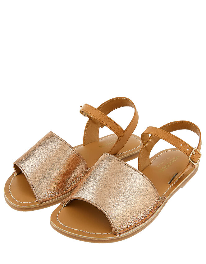 Zeta Metallic Peeptoe Sandals, Gold (ROSE GOLD), large