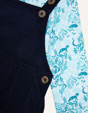Newborn Dungaree and Shirt Set, Blue (NAVY), large