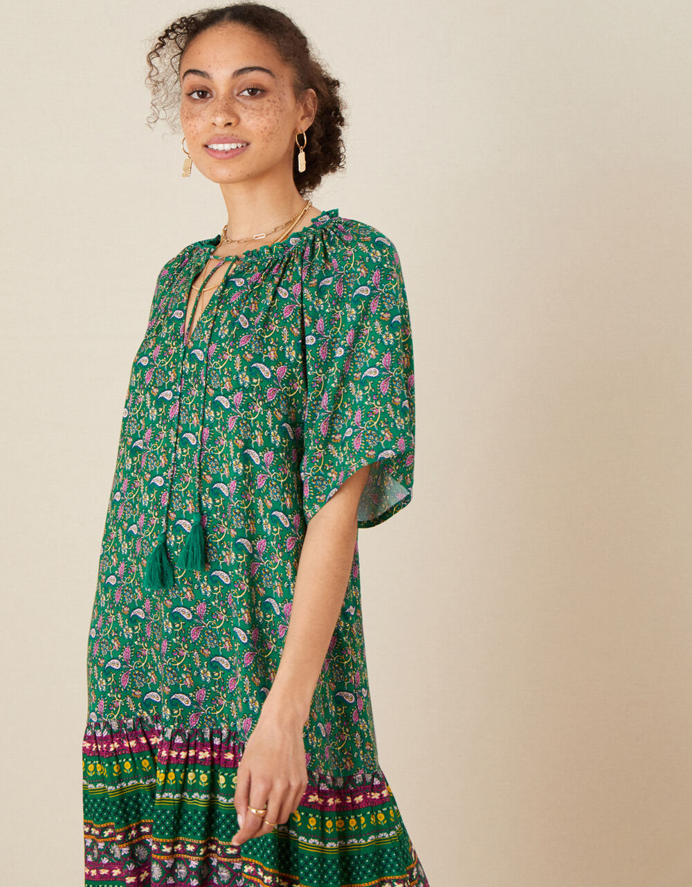 Women Dresses | Paisley Print Tunic Dress Green - RR11920
