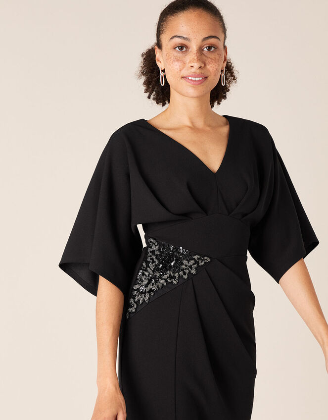 Kirsty Beaded Insert Stretch Maxi Dress, Black (BLACK), large