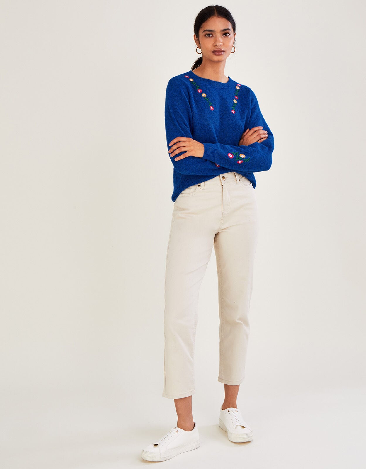 Floral Embroidered Jumper with Recycled 