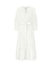 East Bridget Cutwork Tiered Midi Dress, White (WHITE), large