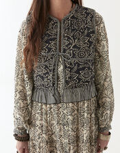 Maison Hotel Fernanda Stripe Waistcoat, Blue (NAVY), large