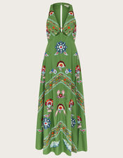 Shirley Ring Detail Embellished Maxi Dress, Green (GREEN), large