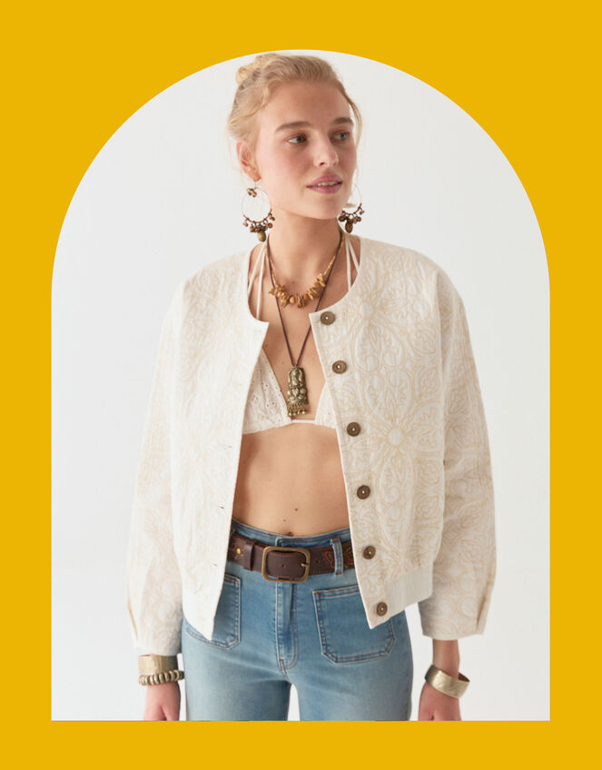 Maison Hotel Boticcelli Quilted Jacket, Ivory (IVORY), large