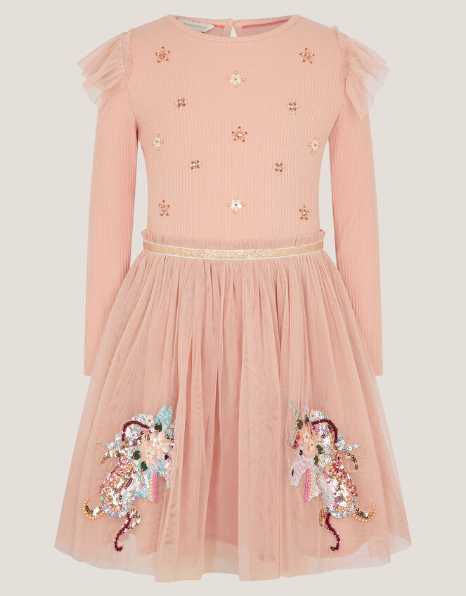 Unicorn Embellished Disco Dress, Pink (PINK), large