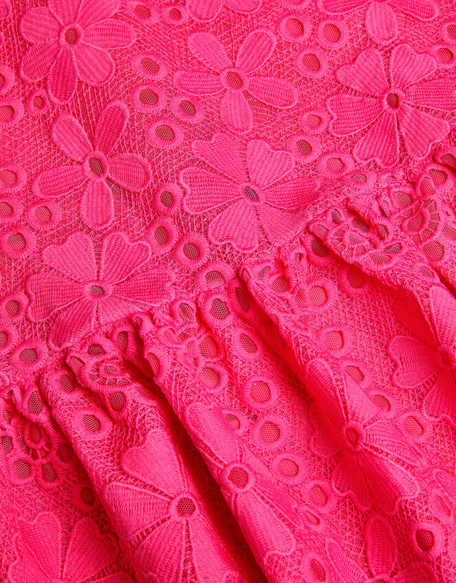 Harper Lace Daisy Bow Dress, Pink (MAGENTA), large