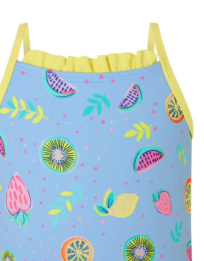 Baby Fruit Print Frill Swimsuit, Blue (BLUE), large