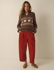 Shona Half Zip Sheep Jumper, Brown (CHOCOLATE), large