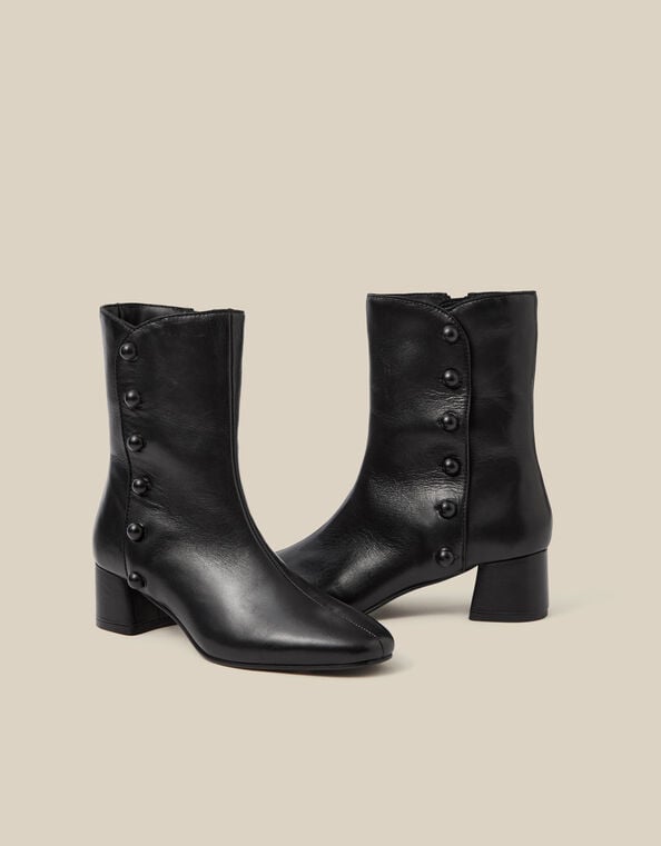 Hettie Leather Ankle Boots, Black (BLACK), large