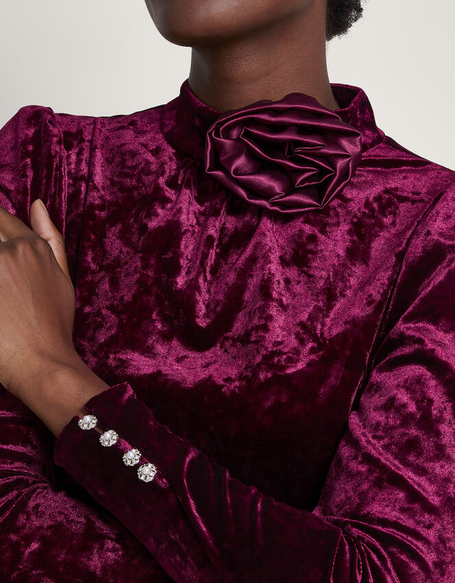 Colbie Velvet Corsage Top, Red (BERRY), large