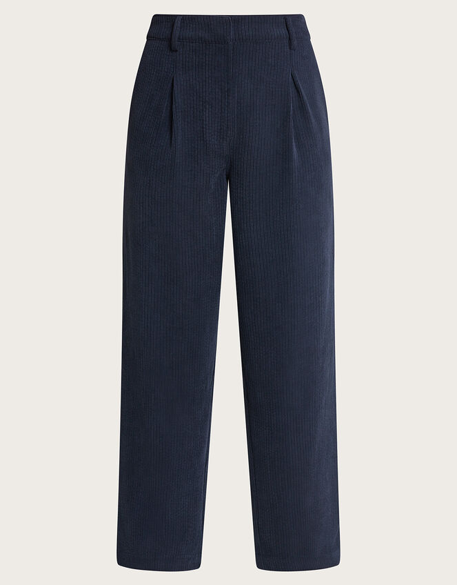 Straight Leg Cord Trousers in Navy