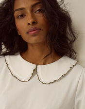Caris Collar Jersey Top, Ivory (IVORY), large