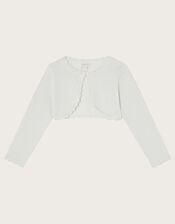 Maeve Sparkle Scallop Cardigan, Silver (SILVER), large