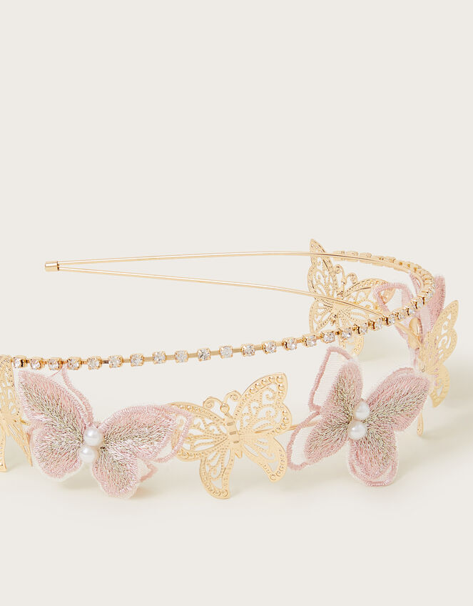 Diamante Butterfly Metal Headband, , large
