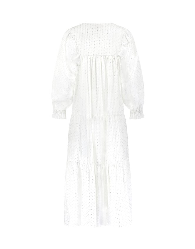 East Lesia Long Sleeve Tiered Midi Dress, White (WHITE), large