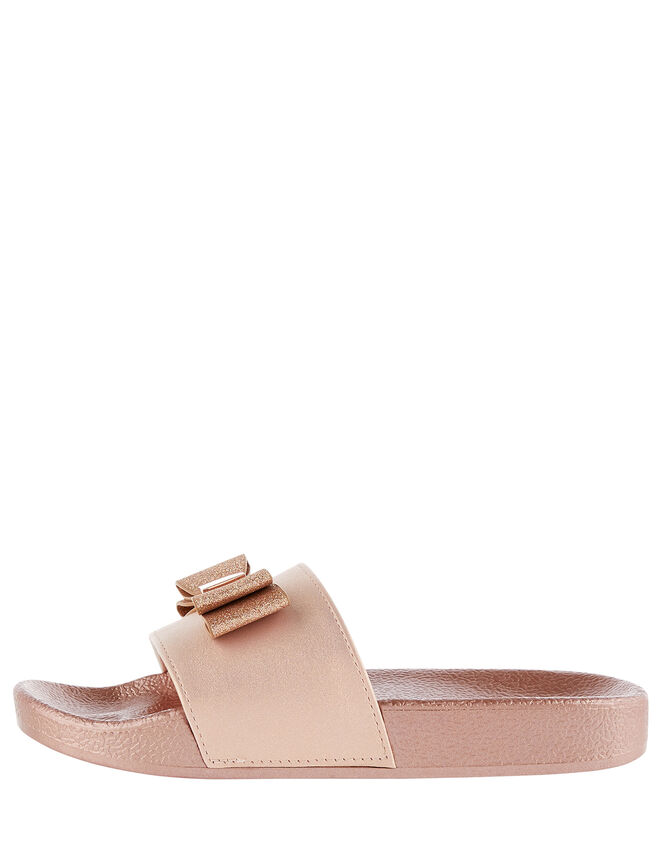 Glitter Bow Rose Gold Sliders, Gold (ROSE GOLD), large