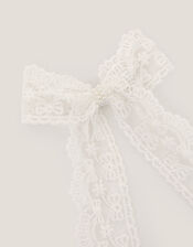 Long Lace Bow Hair Clip, , large