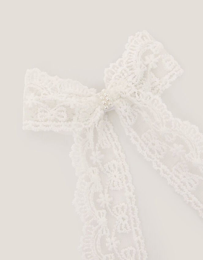 Long Lace Bow Hair Clip, , large