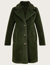 Tabitha Single Breasted Teddy Coat, Green (GREEN), large