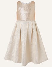 Adelaide Jacquard Dress and Jacket Set , Gold (GOLD), large