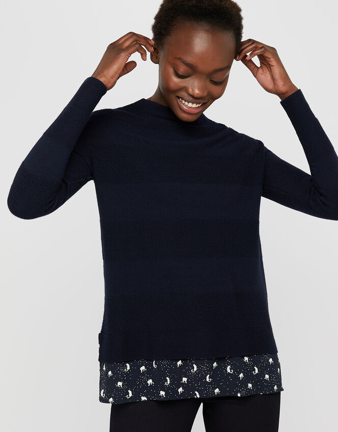 Leonard Woven Hem Jumper, Blue (NAVY), large