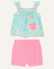 Baby Flamingo Top and Shorts Set, Green (MINT), large