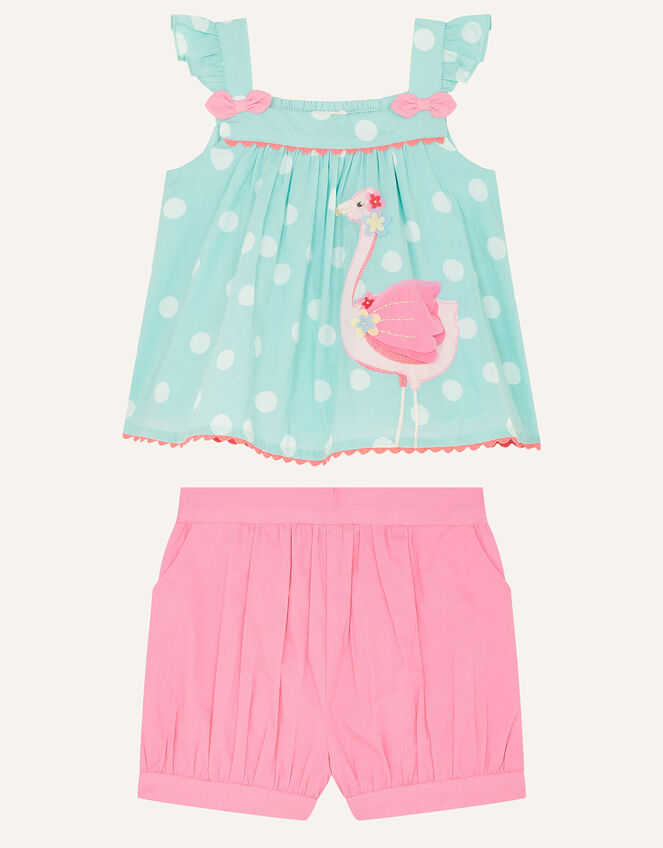 Baby Flamingo Top and Shorts Set, Green (MINT), large
