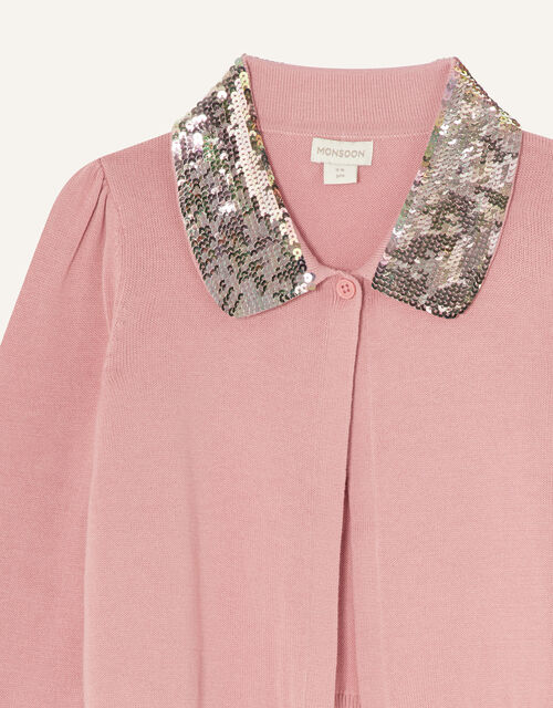 Sequin Collar Cardigan, Pink (PINK), large